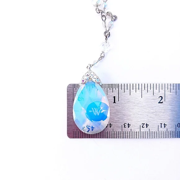 Avon vtg Necklace Opalescent blue white silvertone vintage adjustable - Picture 11 of 13